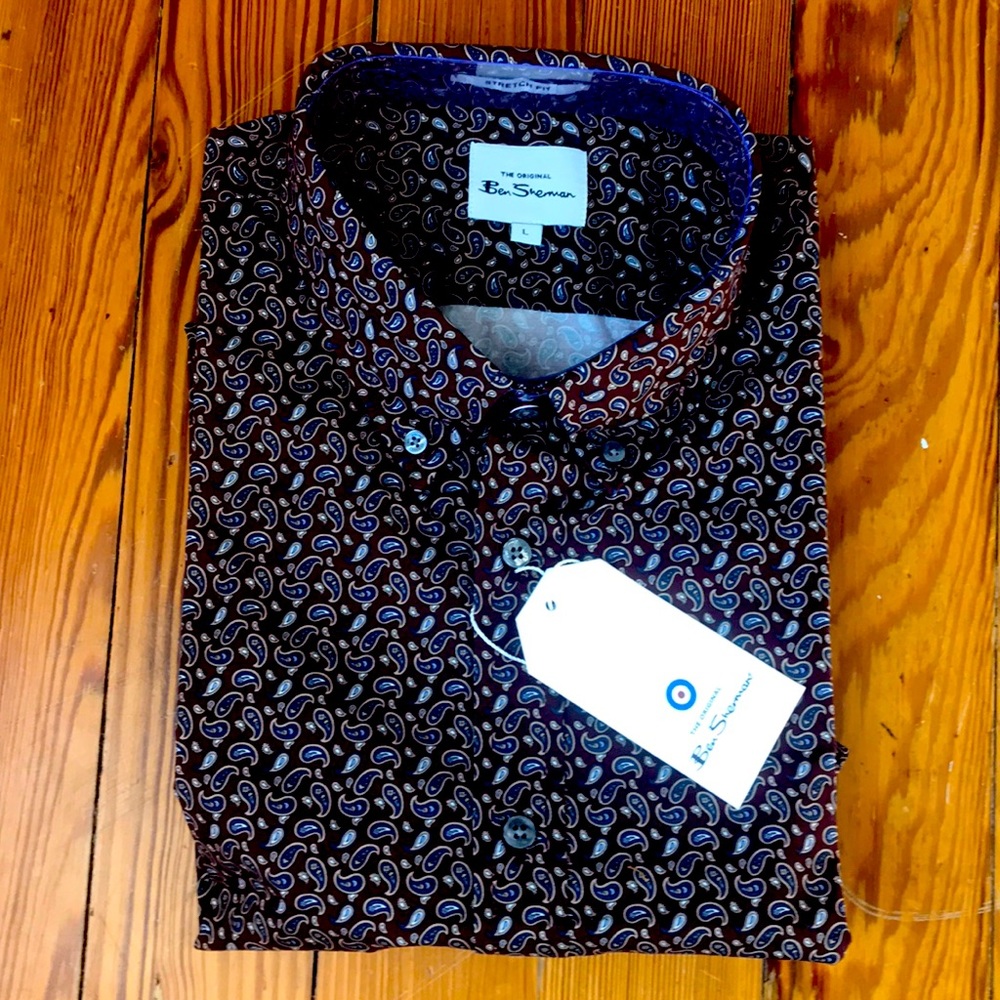 Men’s dress button up shirt, color port royale